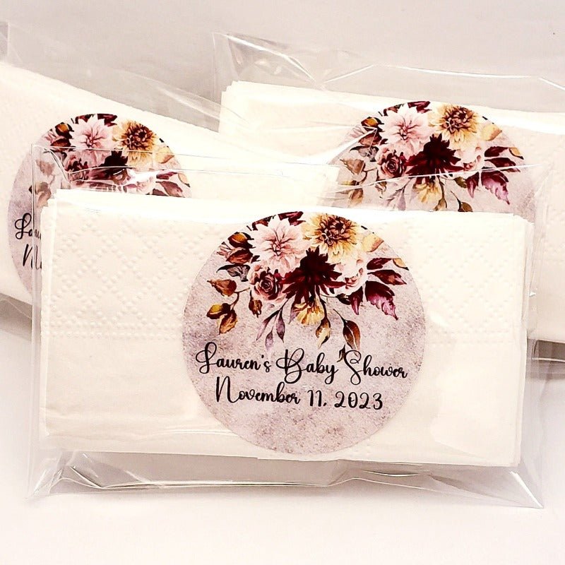 Custom Rustic Fall Floral Personalized Pocket Tissue Party Favors - Favors Today