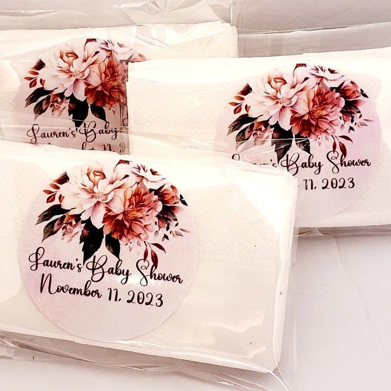 Custom Rustic Fall Floral Personalized Pocket Tissue Party Favors - Favors Today