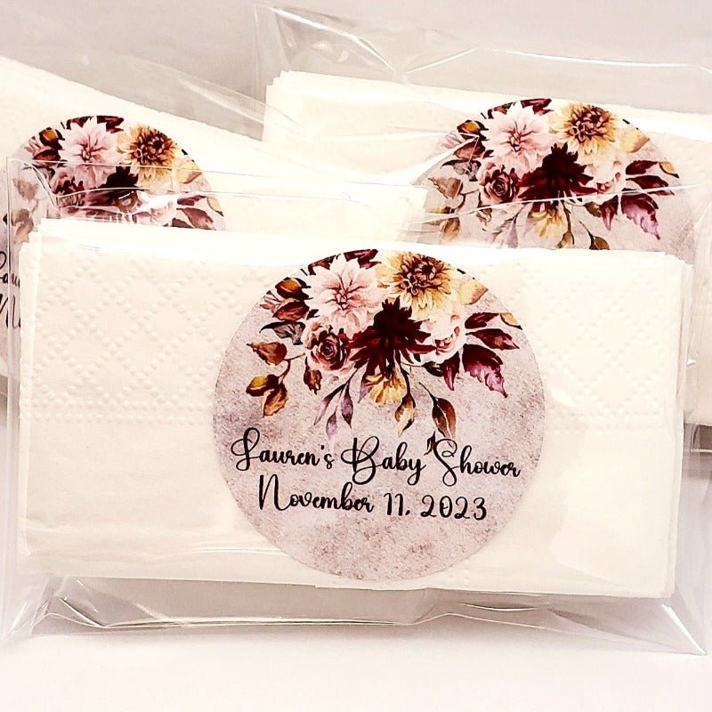 Custom Rustic Fall Floral Personalized Pocket Tissue Party Favors - Favors Today