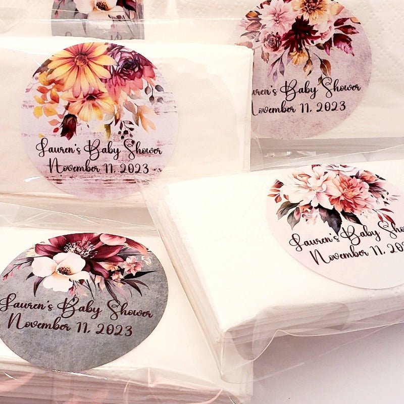 Custom Rustic Fall Floral Personalized Pocket Tissue Party Favors - Favors Today