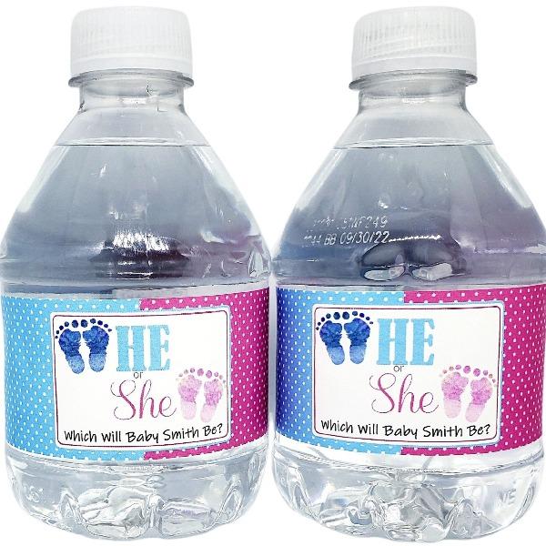 gender reveal baby shower water labels