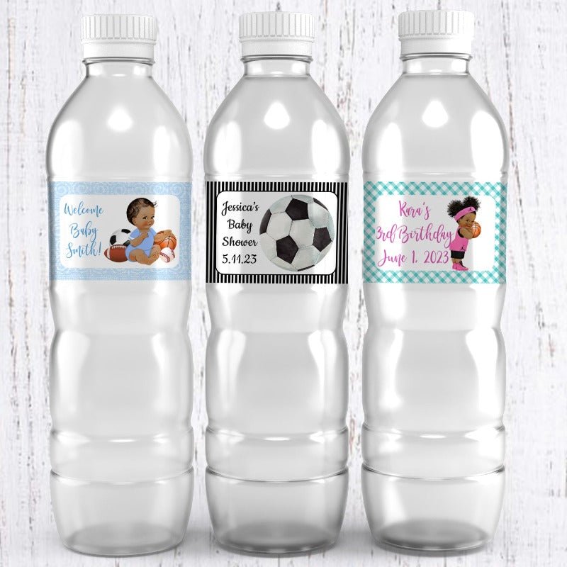 Personalized All Star Sport Waterproof Water Bottle Labels - Favors Today