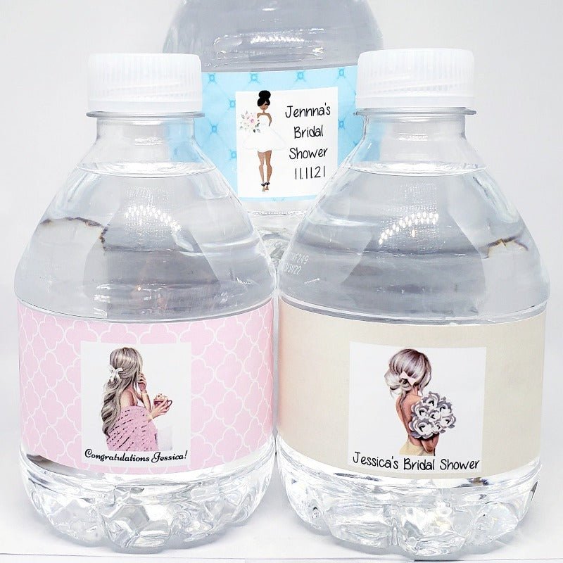 Personalized Bridal Shower Waterproof Water Bottle Labels - Favors Today