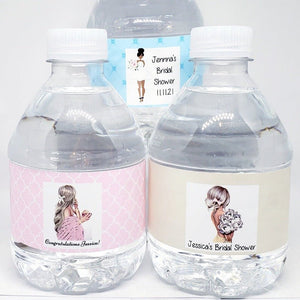 Personalized Bridal Shower Waterproof Water Bottle Labels - Favors Today