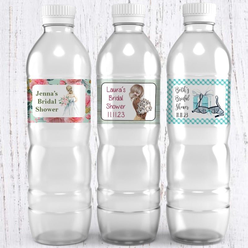 Personalized Bridal Shower Waterproof Water Bottle Labels - Favors Today