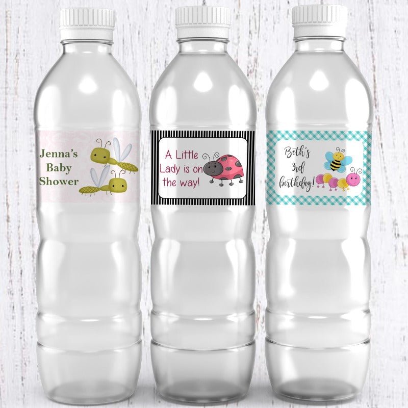 Personalized Cute Bug Ladybug Caterpillar Waterproof Water Labels - Favors Today