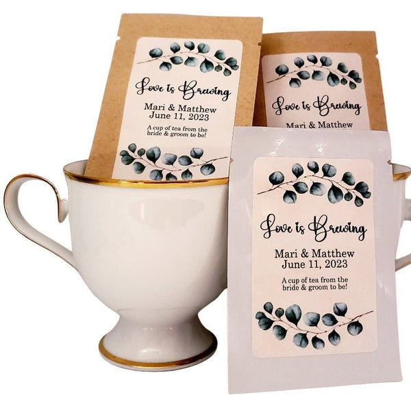 Bridal Shower Favors Eucalyptus and Greenery Design Tea Bag Favor Favors Today