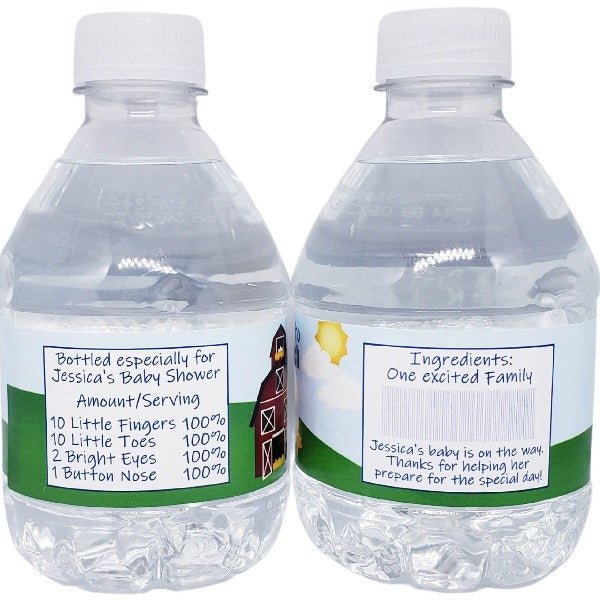 Personalized Farm Animal and Tractor Waterproof Water Bottle Labels - Favors Today