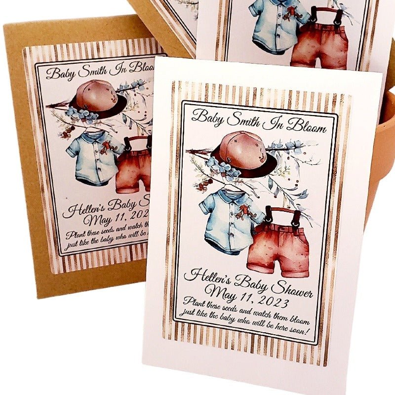 Blue Floral Baby Shower Seed Packet Favors