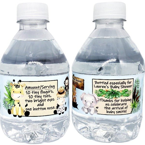 Personalized Jungle Safari Animal Water Bottle Labels Many Options - Favors Today