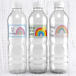 Personalized Rainbow Waterproof Water Bottle Labels Many Options - Favors Today