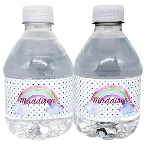 Personalized Rainbow Waterproof Water Bottle Labels Many Options - Favors Today