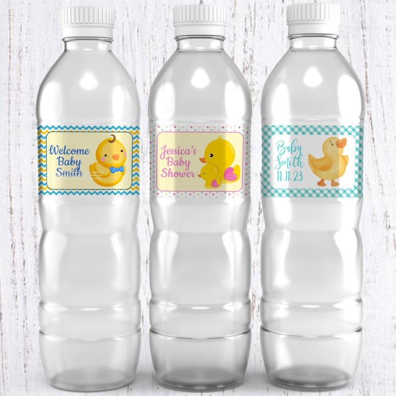 Personalized Rubber Duckie Duck Water Bottle Labels Many Options - Favors Today