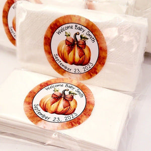 Personalized Rustic Fall Pumpkin Tissue Pack Party Favors - Favors Today