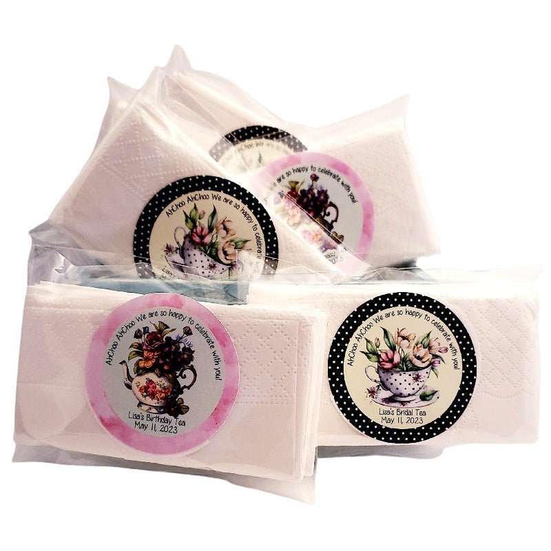 Personalized Top and Bottom Floral Tissue Pack Party Favors