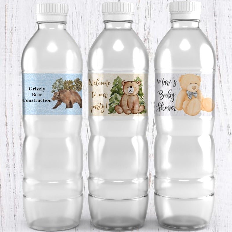 Personalized Teddy Bear Waterproof Water Bottle Labels Many Options - Favors Today